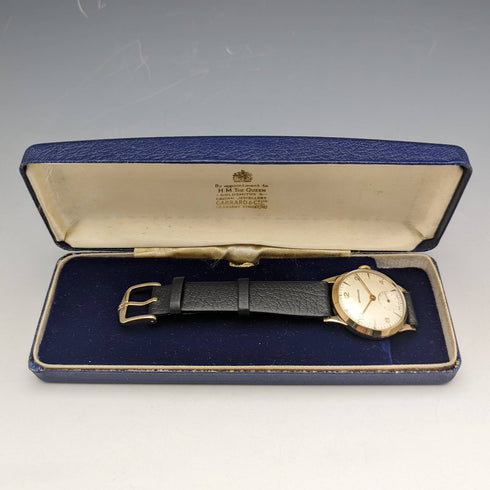 1955 British vintage Garrard K9 solid gold case gentleman's watch works well in box